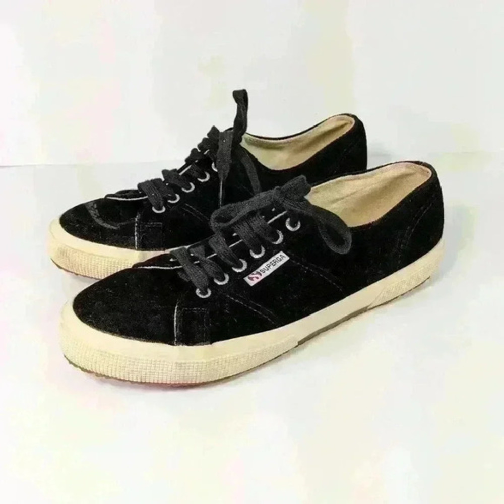 Superga Black Velvet Sneakers